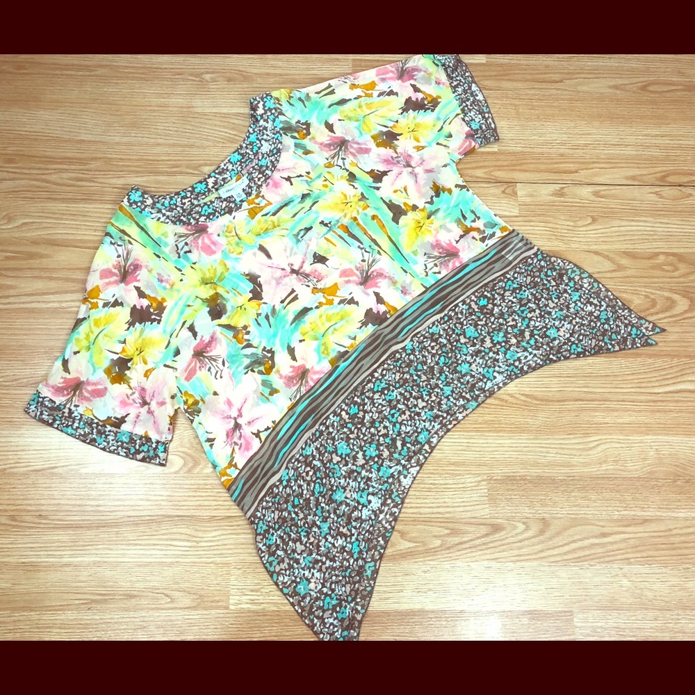 Coldwater Creek Floral Sheer Silk Sml Med S/M